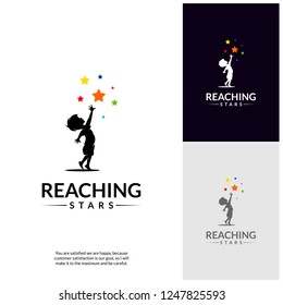 Reaching Stars Logo Design Template. Dream star logo. Emblem, Colorful, Creative Symbol, Icon