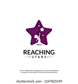 Reaching Stars Logo Design Template. Dream star logo. Emblem, Colorful, Creative Symbol, Icon