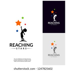 Reaching Stars Logo Design Template. Dream star logo. Emblem, Colorful, Creative Symbol, Icon