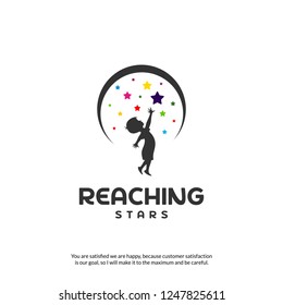 Reaching Stars Logo Design Template. Dream star logo. Emblem, Colorful, Creative Symbol, Icon