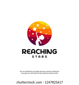 Reaching Stars Logo Design Template. Dream star logo. Emblem, Colorful, Creative Symbol, Icon