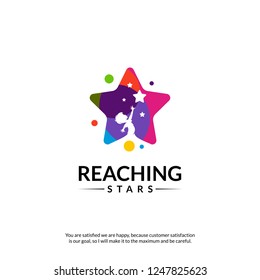 Reaching Stars Logo Design Template. Dream star logo. Emblem, Colorful, Creative Symbol, Icon