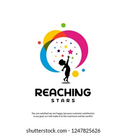 Reaching Stars Logo Design Template. Dream star logo. Emblem, Colorful, Creative Symbol, Icon