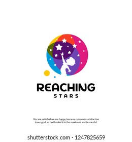 Reaching Stars Logo Design Template. Dream star logo. Emblem, Colorful, Creative Symbol, Icon