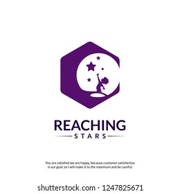 Reaching Stars Logo Design Template. Dream star logo. Emblem, Colorful, Creative Symbol, Icon