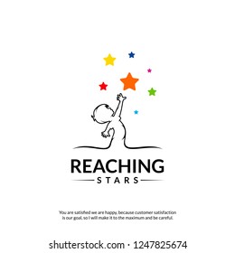 Reaching Stars Logo Design Template. Dream star logo. Emblem, Colorful, Creative Symbol, Icon