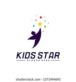 Reaching Stars Logo Design Template. Dream star logo. Kids Star Concept, Colorful, Creative Symbol
