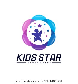Reaching Stars Logo Design Template. Dream star logo. Kids Star Concept, Colorful, Creative Symbol