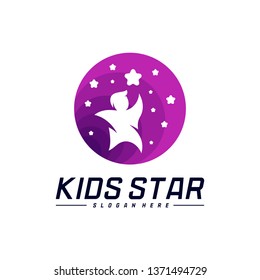 Reaching Stars Logo Design Template. Dream star logo. Kids Star Concept, Colorful, Creative Symbol