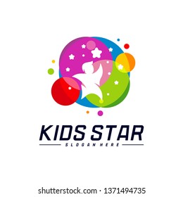 Reaching Stars Logo Design Template. Dream star logo. Kids Star Concept, Colorful, Creative Symbol