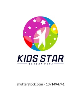 Reaching Stars Logo Design Template. Dream star logo. Kids Star Concept, Colorful, Creative Symbol