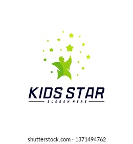 Reaching Stars Logo Design Template. Dream star logo. Kids Star Concept, Colorful, Creative Symbol