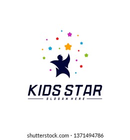Reaching Stars Logo Design Template. Dream star logo. Kids Star Concept, Colorful, Creative Symbol