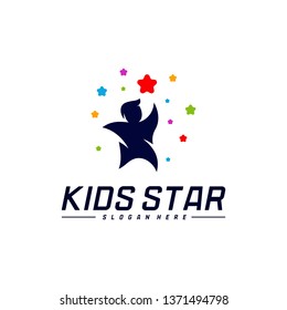 Reaching Stars Logo Design Template. Dream star logo. Kids Star Concept, Colorful, Creative Symbol