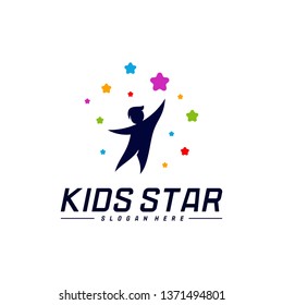 Reaching Stars Logo Design Template. Dream star logo. Kids Star Concept, Colorful, Creative Symbol