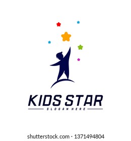 Reaching Stars Logo Design Template. Dream star logo. Kids Star Concept, Colorful, Creative Symbol