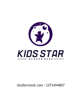 Reaching Stars Logo Design Template. Dream star logo. Kids Star Concept, Colorful, Creative Symbol
