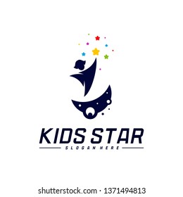 Reaching Stars Logo Design Template. Dream star logo. Kids Star Concept, Colorful, Creative Symbol
