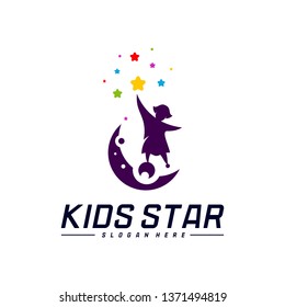 Reaching Stars Logo Design Template. Dream star logo. Kids Star Concept, Colorful, Creative Symbol