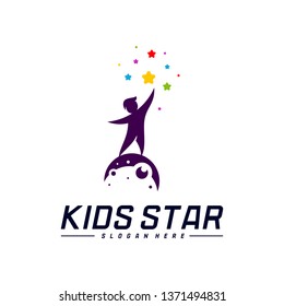 Reaching Stars Logo Design Template. Dream star logo. Kids Star Concept, Colorful, Creative Symbol