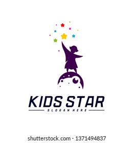 Reaching Stars Logo Design Template. Dream star logo. Kids Star Concept, Colorful, Creative Symbol