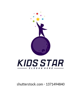 Reaching Stars Logo Design Template. Dream star logo. Kids Star Concept, Colorful, Creative Symbol