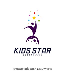 Reaching Stars Logo Design Template. Dream star logo. Kids Star Concept, Colorful, Creative Symbol