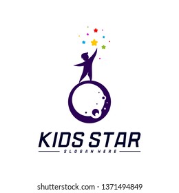 Reaching Stars Logo Design Template. Dream star logo. Kids Star Concept, Colorful, Creative Symbol