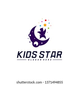 Reaching Stars Logo Design Template. Dream star logo. Kids Star Concept, Colorful, Creative Symbol