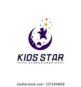 Reaching Stars Logo Design Template. Dream star logo. Kids Star Concept, Colorful, Creative Symbol