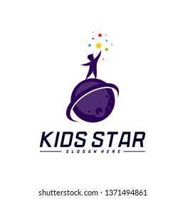 Reaching Stars Logo Design Template. Dream star logo. Kids Star Concept, Colorful, Creative Symbol