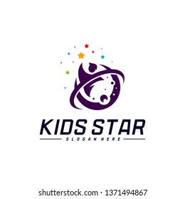 Reaching Stars Logo Design Template. Dream star logo. Kids Star Concept, Colorful, Creative Symbol