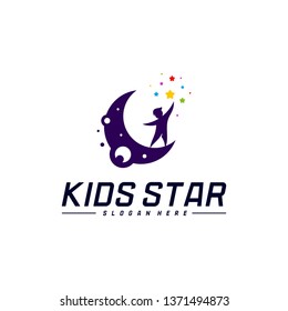 Reaching Stars Logo Design Template. Dream star logo. Kids Star Concept, Colorful, Creative Symbol