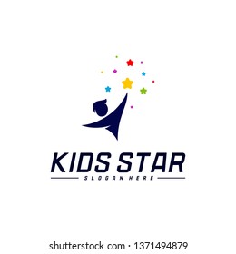 Reaching Stars Logo Design Template. Dream star logo. Kids Star Concept, Colorful, Creative Symbol