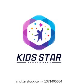 Reaching Stars Logo Design Template. Dream star logo. Kids Star Concept, Colorful, Creative Symbol