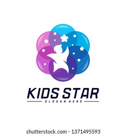 Reaching Stars Logo Design Template. Dream star logo. Kids Star Concept, Colorful, Creative Symbol