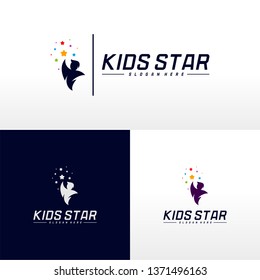 Reaching Stars Logo Design Template. Dream star logo. Kids Star Concept, Colorful, Creative Symbol