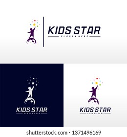Reaching Stars Logo Design Template. Dream star logo. Kids Star Concept, Colorful, Creative Symbol