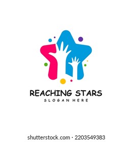 Plantilla de diseño de logotipos para estrellas de alcance local. Vector del logo de la estrella soñada. Símbolo Emblem, colorido, creativo de icono