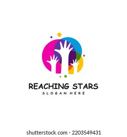 Plantilla de diseño de logotipos para estrellas de alcance local. Vector del logo de la estrella soñada. Símbolo Emblem, colorido, creativo de icono