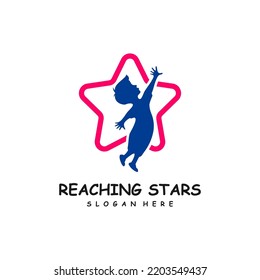 Reaching Stars Logo Design Template. Dream star logo vector. Emblem, Colorful, Creative Icon Symbol