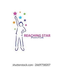 Alcançando o modelo de design de logotipo Stars. Vetor de logotipo Kids Dream Star. Emblema, Colorido, Símbolo Criativo, Ícone
