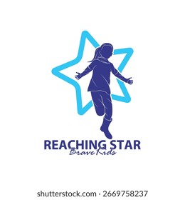 Logo-Design-Vorlage "Reaching Stars". Kids Dream Star Logo Vektor. Emblem, Farbig, Kreatives Symbol, Symbol