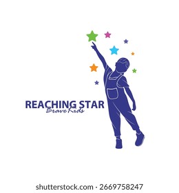 Reaching Stars Logo Design Template. Kids Dream Star Logo Vector. Emblem, Colorful, Creative Symbol, Icon