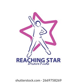 Plantilla de diseño de logotipo Reaching Stars. Kids Dream Star Logo Vector. Emblema, colorido, símbolo creativo, icono