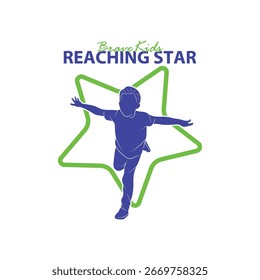 Alcançando o modelo de design de logotipo Stars. Vetor de logotipo Kids Dream Star. Emblema, Colorido, Símbolo Criativo, Ícone
