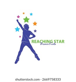 Reaching Stars Logo Design Template. Kids Dream Star Logo Vector. Emblem, Colorful, Creative Symbol, Icon