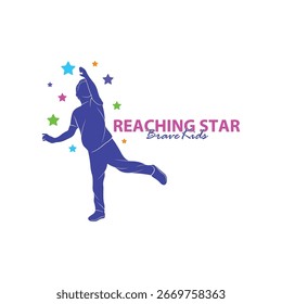 Reaching Stars Logo Design Template. Kids Dream Star Logo Vector. Emblem, Colorful, Creative Symbol, Icon