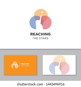 reaching stars logo and icon vector illustration design template