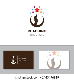 reaching stars logo and icon vector illustration design template
